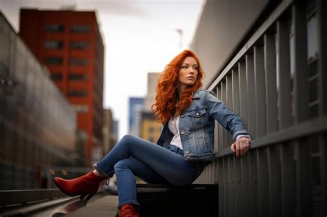 Premium Photo Redhead Middle Aged Woman Walking Through British Streets