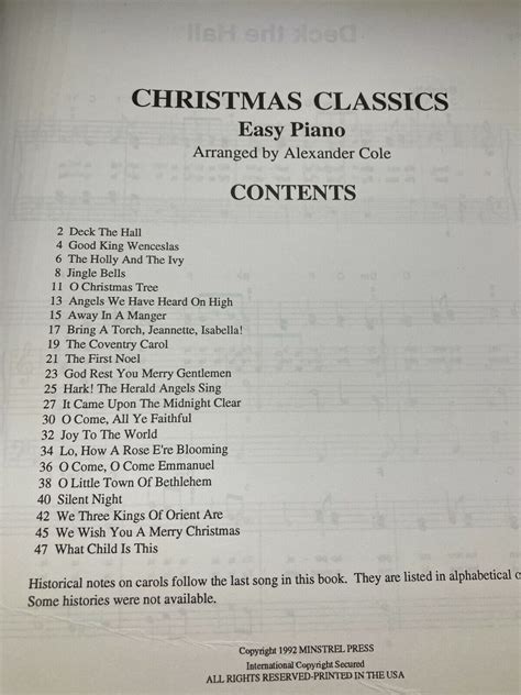 Santorella Christmas Classics Easy Piano Series Music And Lyrics