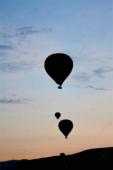 Hot Air Balloon In Silhouette Colorful Three Achievement Photo Background And Picture For Free