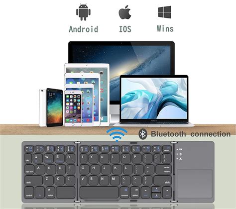 Wireless Bluetooth Mini Tri-Folding Keyboard Rechargeable with Touchpad ...