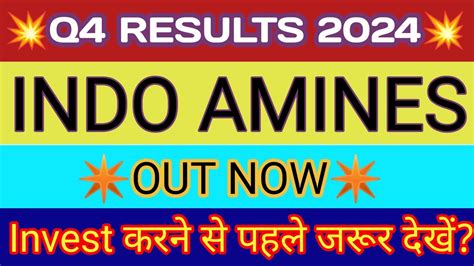 Indo Amines Q4 Results 2024 🔴 Indo Amines Results 🔴 Indo Amines Ltd Share Latest News Youtube