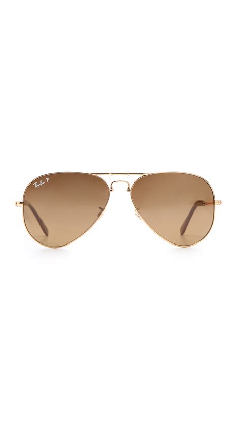 Lyst - Ray-Ban Polarized Folding Aviator Sunglasses in Metallic