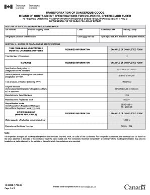 Fillable Online TRANSPORTATION OF DANGEROUS GOODSMEANS OF CONTAINMENT