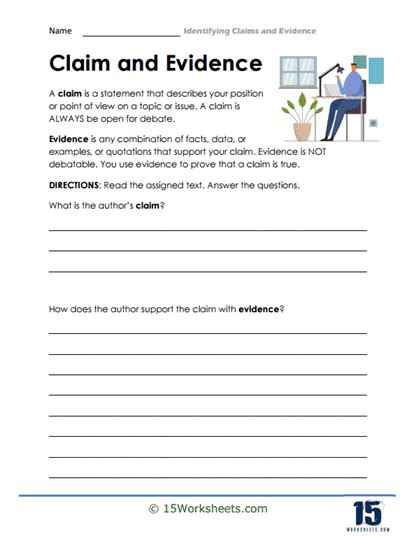 Claim Vs Evidence Worksheets 15