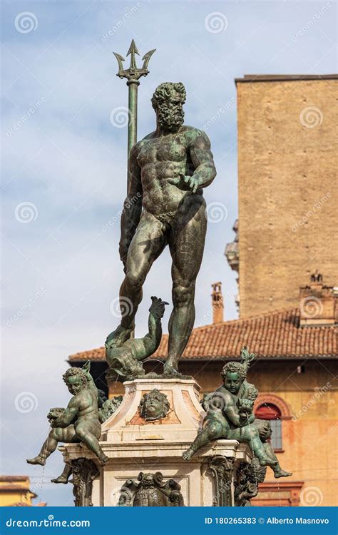 Bronze Statue Of Neptune The Roman God Bologna Italy Stock Image