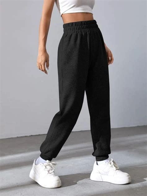 Shein Ezwear Solid Elastic Waist Sweatpants Shein Usa Joggers