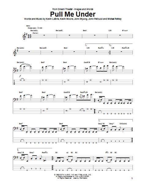 Pull Me Under By Dream Theater Sheet Music For Bass Guitar Tab At Sheet Music Direct