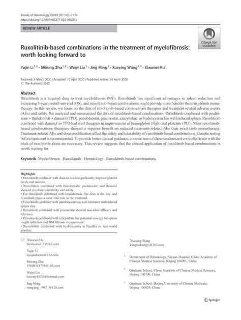 Pdf Ruxolitinib Based Combinations In The Treatment Of