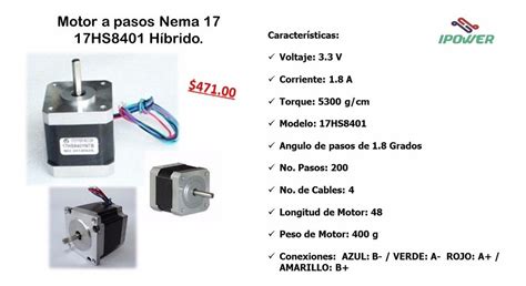 Motor A Pasos Nema 17 17hs8401 Híbrido 399 00 en Mercado Libre