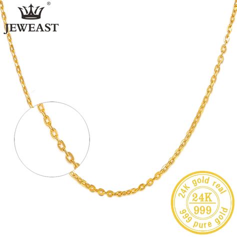 Jlzb K Pure Gold Necklace Real Au Solid Gold Chain Simple Fashion