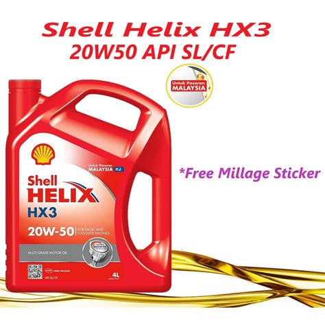 Shell Helix HX3 20W 50 SL CF Engine Oil 4L 20W50 Shopee Malaysia