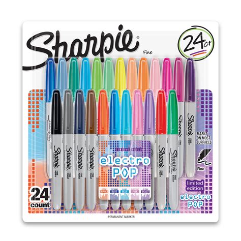 Sharpie Electro Pop Permanent Markers Fine Point Assorted Colors 24