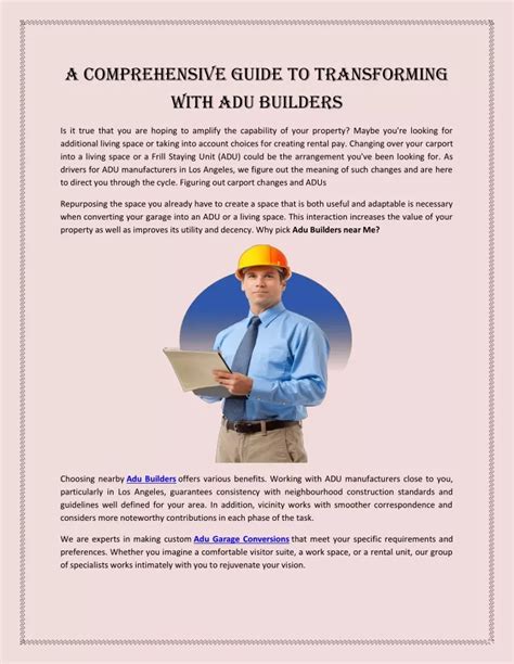 Ppt A Comprehensive Guide To Transforming With Adu Builders