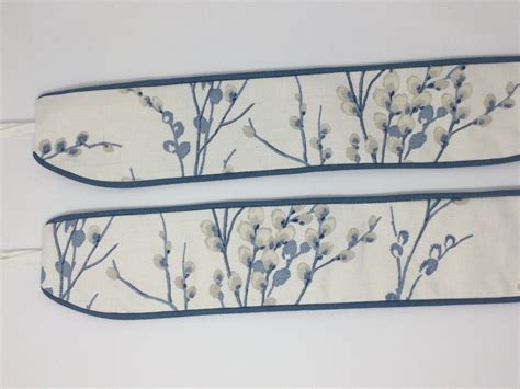 Laura Ashley Pussy Willow Off White Seaspray Blue Handmade Pair Curtain Tie Backs Piped Seaspray
