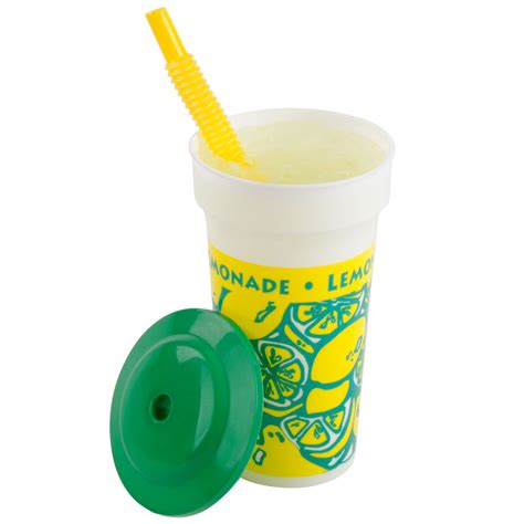 16 Oz Tall Plastic Souvenir Lemonade Cold Cup With Straw And Lid 250