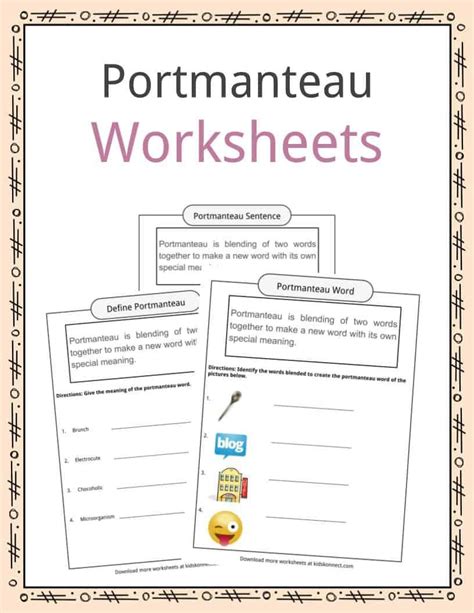 Portmanteau Worksheets, Examples & Definition | Poetry worksheets, New words, Alliteration examples