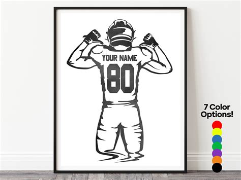 Custom Football Poster Personalized Football Jersey Art Football