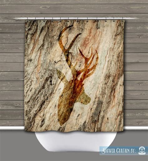 Deer Shower Curtain Rustic Lodge Deer Head Wilderness