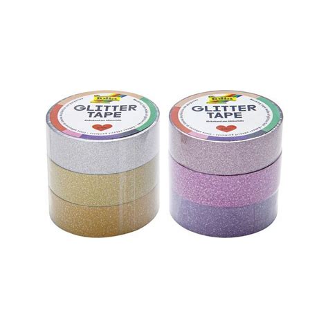 Folia Deko Klebeband Glitter Tape Silber Hellgold Gold Bei