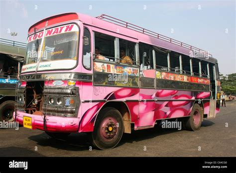 Private Express Bus Departing From Bus Station In Thrissur Kerala India