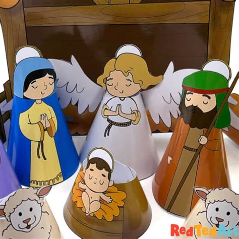 Free Printable Christmas Nativity Colouring Page Red Ted Art