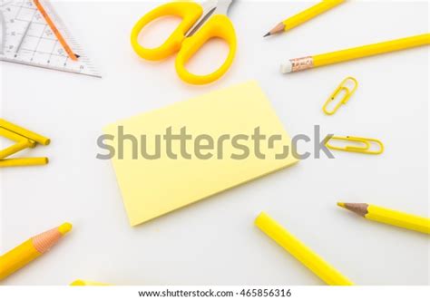 Stationery Template Blank Business Cards Pencil Stock Photo 465856316