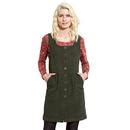 Nomads Button Front S Retro Cord Pinafore In Khaki