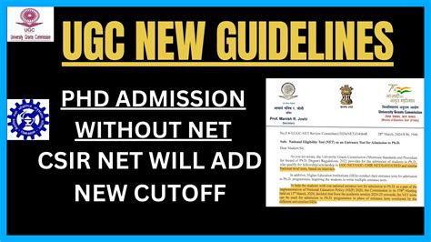 Ugc Net New Guidelines Phd Admission Without Net Csir Net New