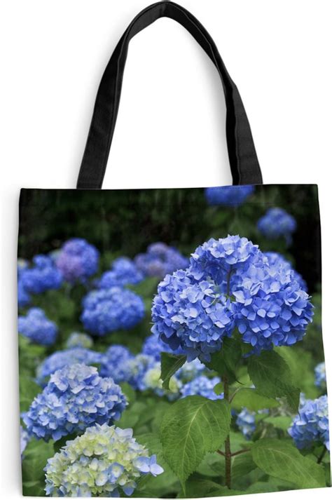 Schoudertas Strandtas Shopper Blauwe Hortensia Bloemen X Cm