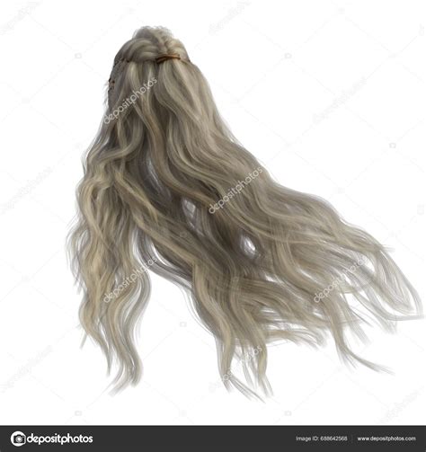 Render Illustration Long Flowing Blonde Hair Braids Stock Photo