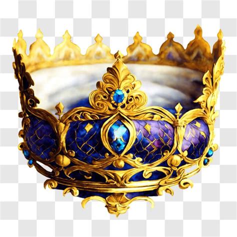 Descarga Elegante Corona De Oro Con Piedras Preciosas Azules PNG En