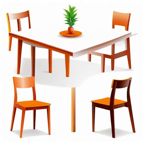 Dining Table And Chairs Vector Set White Background Isolated A High Qua