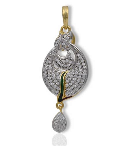 Premium Gold Plated American Diamond Enamel Pendant Set अमरकन डयमड