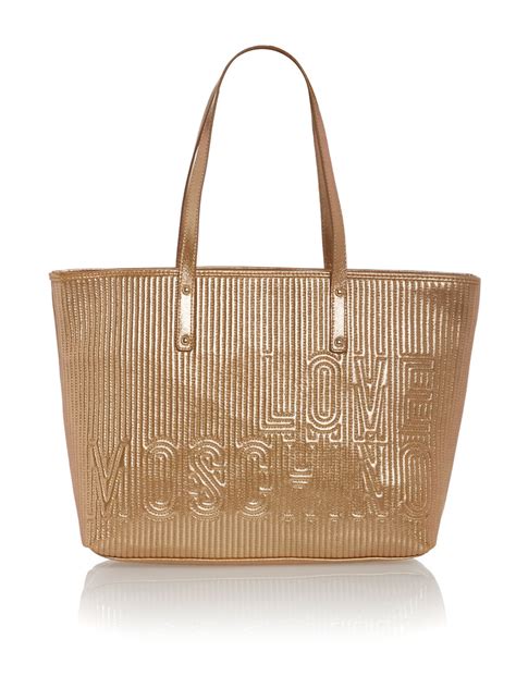 Love Moschino Metallic Tote Bag In Gold Metallic Lyst