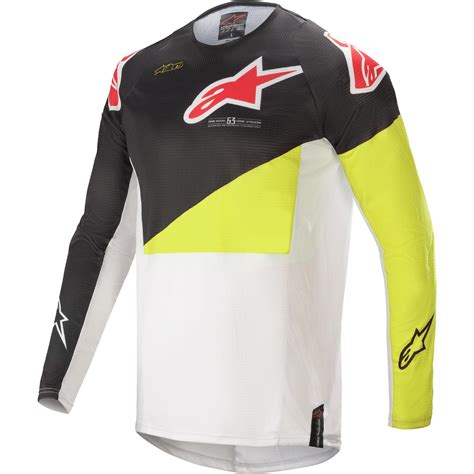 Maillot Cross Techstar Factory Alpinestars Noir Jaune Fluo Blanc Moto