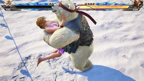 Tekken 8 Kuma Destroys Nina Diva Bikini Barefoot Requested
