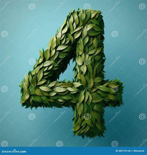 Numerical Figure Composed Of Lush Green Leaves Against A Beautiful Blue