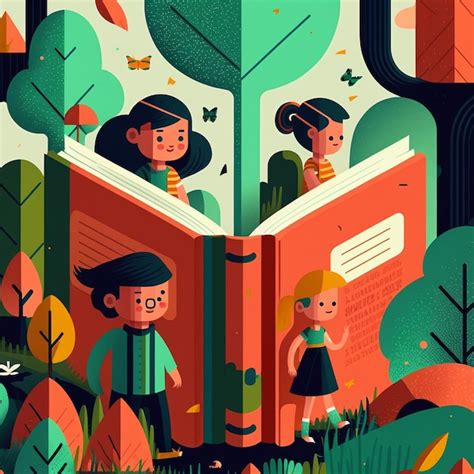 Premium Photo | Flat design cartoon World Book Day illustration Open ...