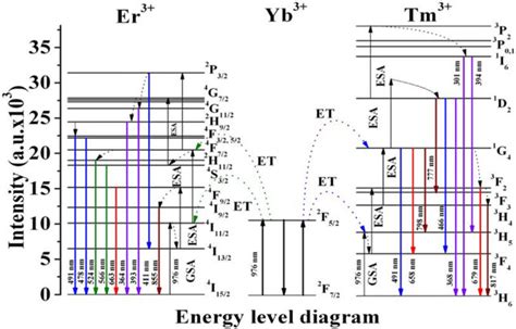 Schematic Energy Level Diagram Of Er³⁺ Tm³⁺ Yb³⁺ Co Doped Y2o3 Zno Download Scientific Diagram