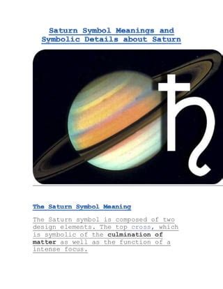 Saturn symbol meanings and symbolic details about saturn . | PDF