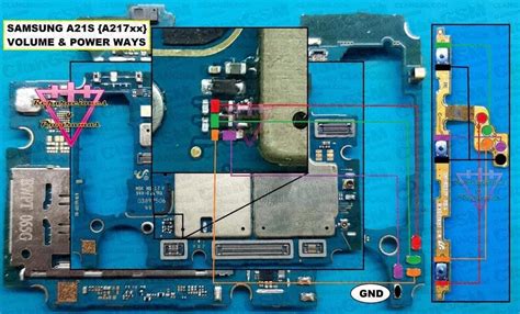 An Image Of The Inside Of A Cell Phone With Parts Labeled In Red And Blue