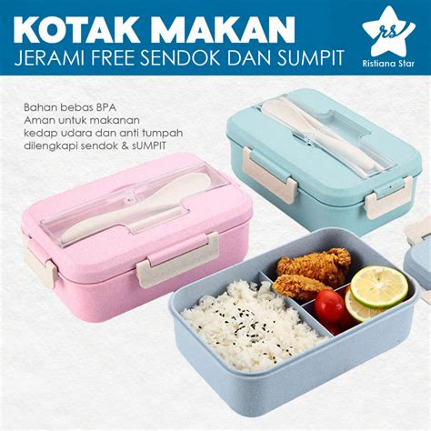 Jual Lunch Box Set Kotak Bekal Makan Jerami Gandum Kotak Makan Anti