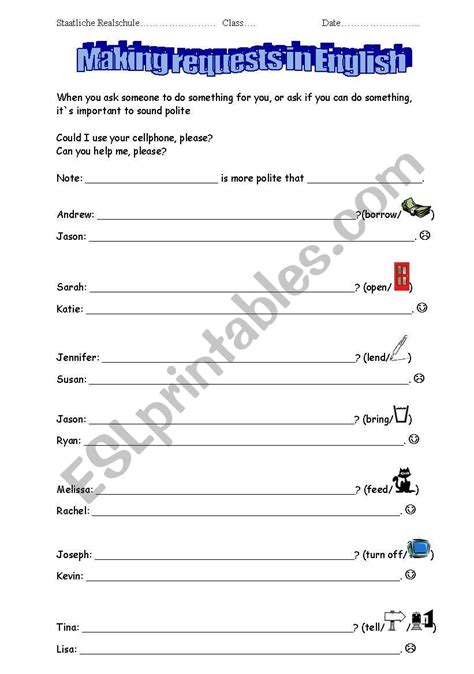 Making Requests In English Esl Worksheet By Kerstin4482