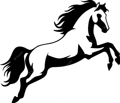 Premium Vector Animal Horse Rearing Black And White Silhouette