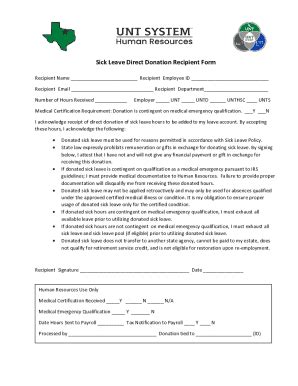 Fillable Online Sick Leave Direct Donation Recipient Form Fax Email