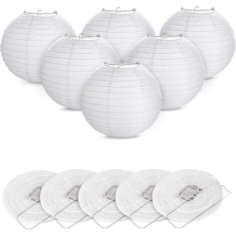 Pcs Lanterne En Papier Abat Jour Lampion En Forme De Boule Blanche