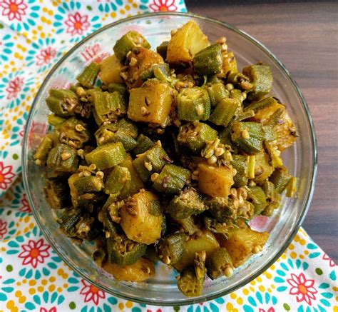 Aloo Bhindi Recipe Stir Fried Okra And Potato Vegecravings