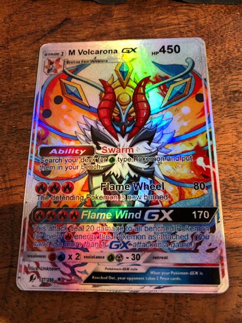 M Mega Volcarona Gx Ex Pokemon Orica Custom Card Luxury Gold Etsy