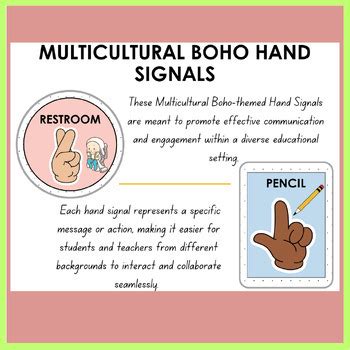 Multicultural Hand Signals Boho Theme Classroom Decor Posters Management