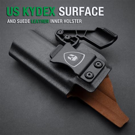 Glock 43/43X(Not Fit MOS Nor Rail) - Leather Lined Kydex Hybrid IWB Ho ...